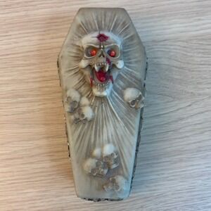 Coffin Trinket Box Vampire Skull Red Eyes Gothic Horror Decor SW-26 6.5" Bone
